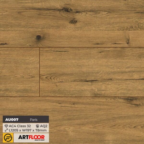 Sàn gỗ cao cấp 8ly Artfloor - Mã AU007. ĐVT: m2